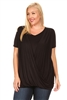 PLUS SIZE CROSS DRAPED V-NECK TOP 84052X-Black (6 PC)