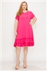 Plus Size Ruffle-trim Georgette swing dress 85356X-coral(6PC)