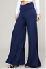 KNIT FOLD-OVER WAIST PALAZZO PANTS 9001-Navy(6 Pc)