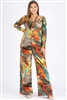 Multi-print Long Sleeve Open Shoulder Suits BBA-5002X(3pc)