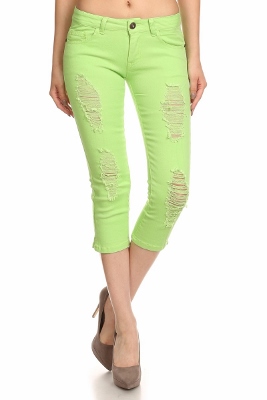 Distressed Capri Pants COC48D-Lime (12 pc)