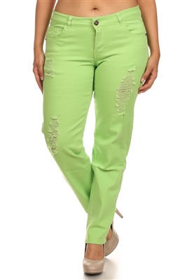 Plus Size Distress Pants COPB-D-Lime (12 pc)