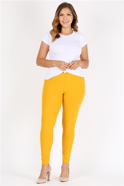 Plus Size High Waist Brushed Legging Pants DL-300B-MUSTARD (6 PC)