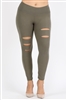 Plus Size Ripped High Waist Legging Pants DL-400-OLIVE (6 PC)