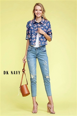 Button-down Floral top-DN-165R-SAMPLE