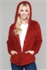 Faux Fur Teddy Bear Zip Up Hoodie Jacket FUR-101-Burgundy