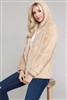 Faux Fur Teddy Bear Zip Up Hoodie Jacket FUR-101-Taupe