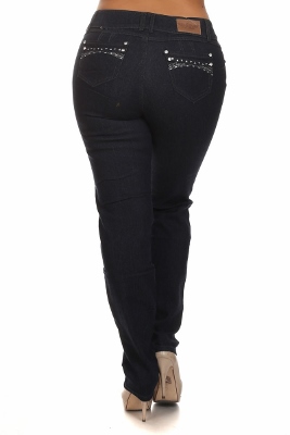 Women Plus Size Jeans GPSB4507-Navy