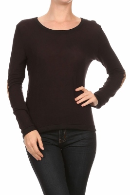 L/S Scoop neck top HC-144-Black