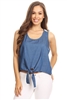 Women Lace-back Chambray denim top HM-136-1-BLUE-WHITE (6 PC)