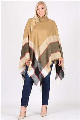 Plus Size Pull over Poncho KT2001P-Beige