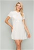 WOVEN Button Up Short Dress-M6378-Off-Wth-(6 PC)