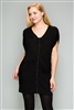 Knit Zipper Front Tunic Dress M6777-BLACK (6 PC)