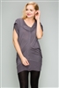 Knit Zipper Front Tunic Dress M6777-charcoal(6 PC)