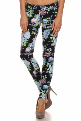 Wholesale Floral Pants NSP-516 Black/Blue