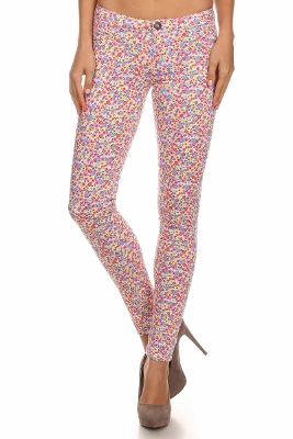 NSP-521 Flower Printed Pants-White