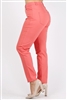 Plus Size colored High Waist Twill pants NSPB-801-Coral