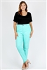 Plus Size colored High Waist Twill pants NSPB-801-Mint