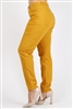 Plus Size colored High Waist Twill pants NSPB-801-Mustard