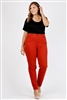 Plus Size colored High Waist Twill pants NSPB-801-Rust