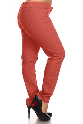 Plus Size Cotton Stretch Pants NSPB107-Coral