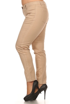 Plus Size Cotton Stretch Pants NSPB107-Khaki