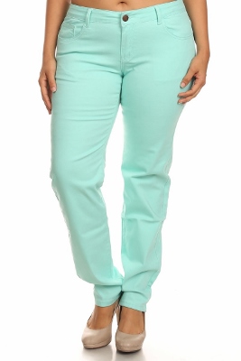 PLUS SIZE COTTON STRETCH PANTS NSPB107-MINT