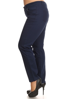 Plus Size Cotton Stretch Pants NSPB107-Navy