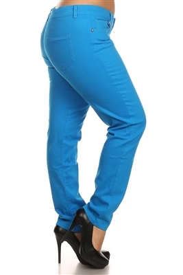 Plus Size Cotton Stretch Pants NSPB107-Turquoise