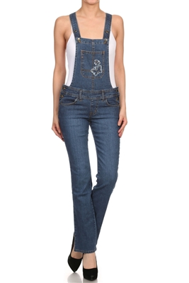 ladies wholesale denim overalls OP7511 Navy