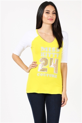 Juniors V-Neck Sport Tee P-3010-Yellow