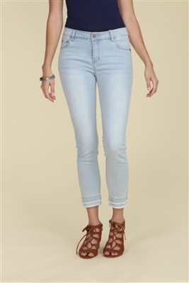 DOUBLE FRAYED HEM DETAIL SKINNY JEANS P8019