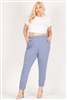 High Waist Plus size relaxed fit pants 87001X-Denim(6 PC)