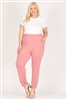 High Waist Plus size relaxed fit pants 87001X-Mauve(6 PC)