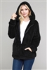 Faux Fur Teddy Bear Zip Up Hoodie Jacket PJJ-003-Black