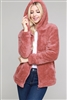 Faux Fur Teddy Bear Zip Up Hoodie Jacket PJJ-003-Mauve