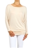 wholesale Dolman Sleeve Shirred Side Top PRR-8269-Beige