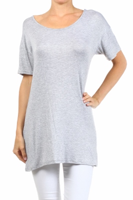 Wholesale Short Sleeve T-Shirt Dress PRR-8451-Gray