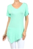 Wholesale V-neck Short Sleeve Asymmetrical Top-PRR-8489-Mint