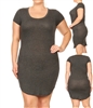 SOLID SCOOP NECK PLUS DRESS-RS-187X-CHAR