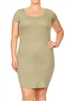 SOLID SCOOP NECK PLUS DRESS-RS-187X-OLIVE