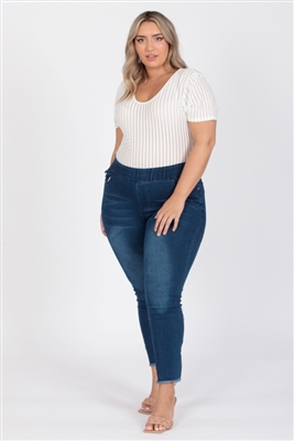 Plus Size Mid-rise Denim Jeggings pants TYEP-7300-DK-BL(6 PC)