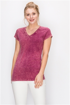 Mineral Washed Tee Burgundy (Top-T1)