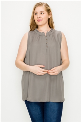 Plus size Wool-Dobby Sleeveless Top WT802X-Grey-(6 PC)