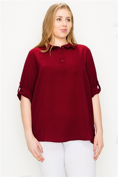 Plus size koshibo polo tops